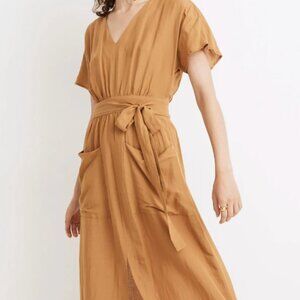 Brand new with tags Madewell Linen-Blend Dolman-Sleeve Tie-Waist Midi Dress